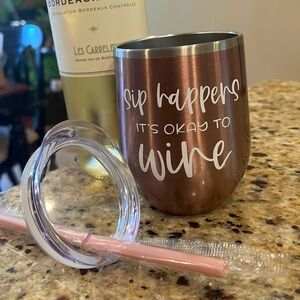 Wine 12oz Double Wall Stemless Stainless Steel Tumbler